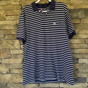Chaps Polo‎ Shirt Mens XL Blue Striped Short Sleeve 100% Cotton